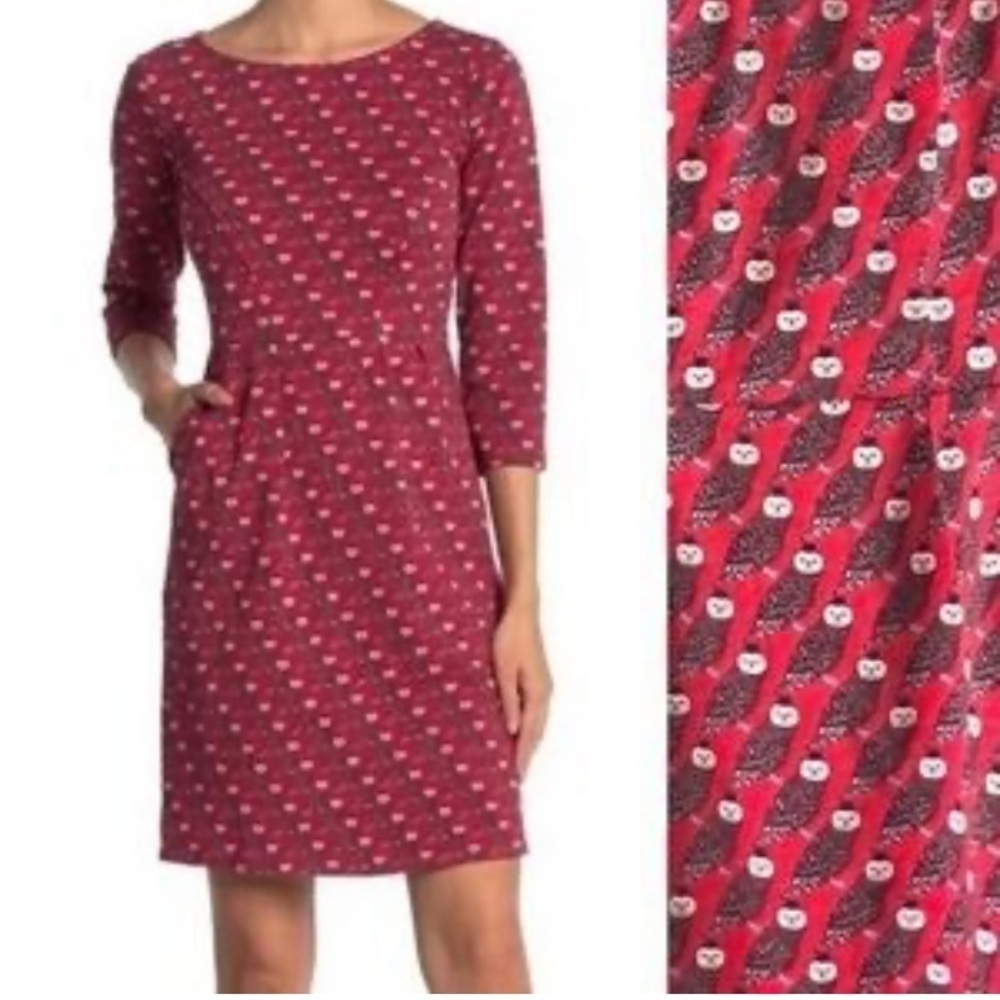 Boden NWT Owl Novelty Print 100% Cotton Cute Quirky Fall Winter Dress size 2